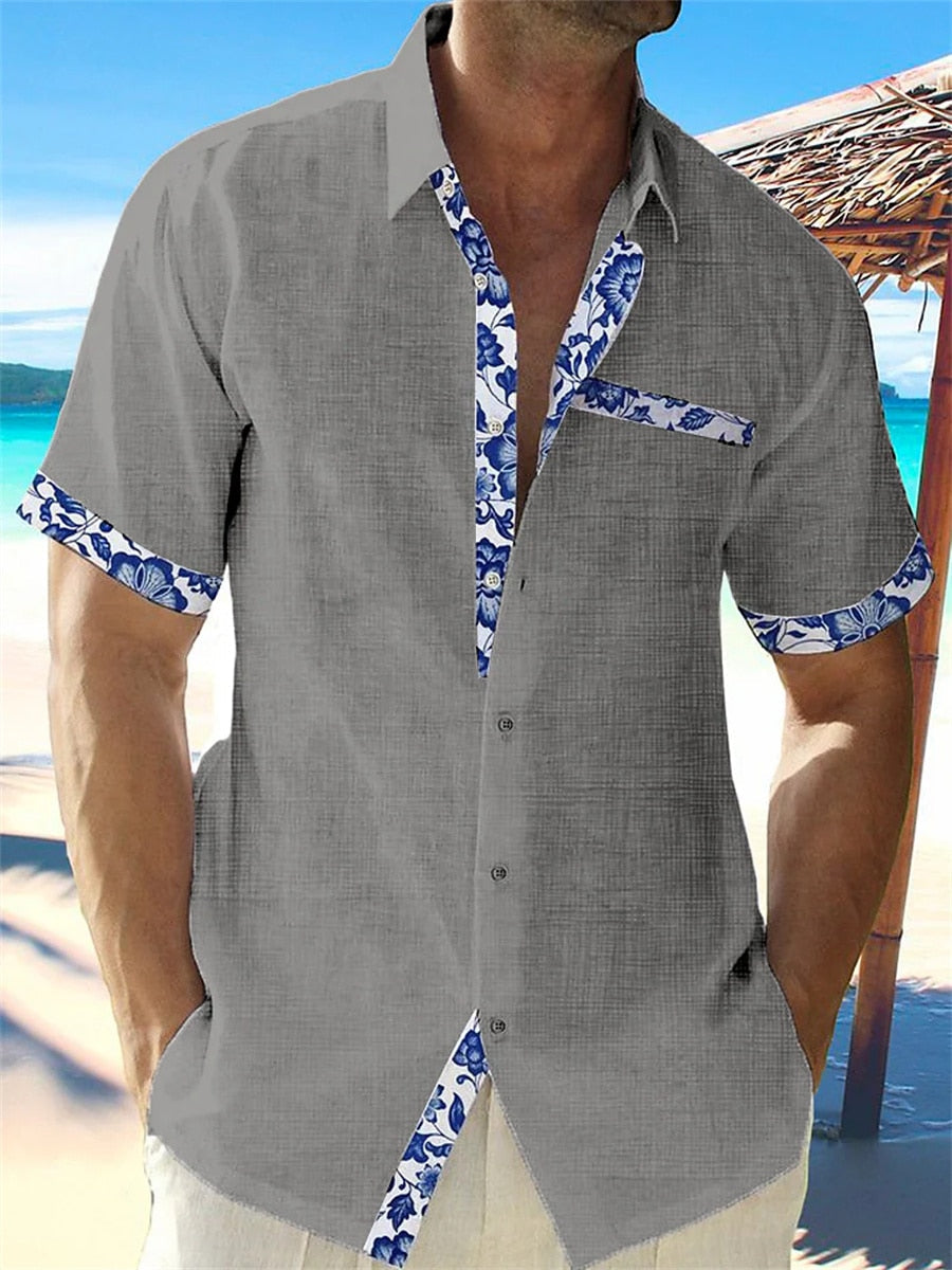 Luis | Tropical Breeze Trimmed Button-Up Shirt-5