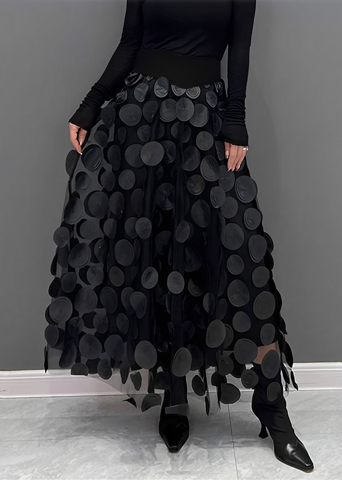 LAURA | Black Skirt with Dots-3