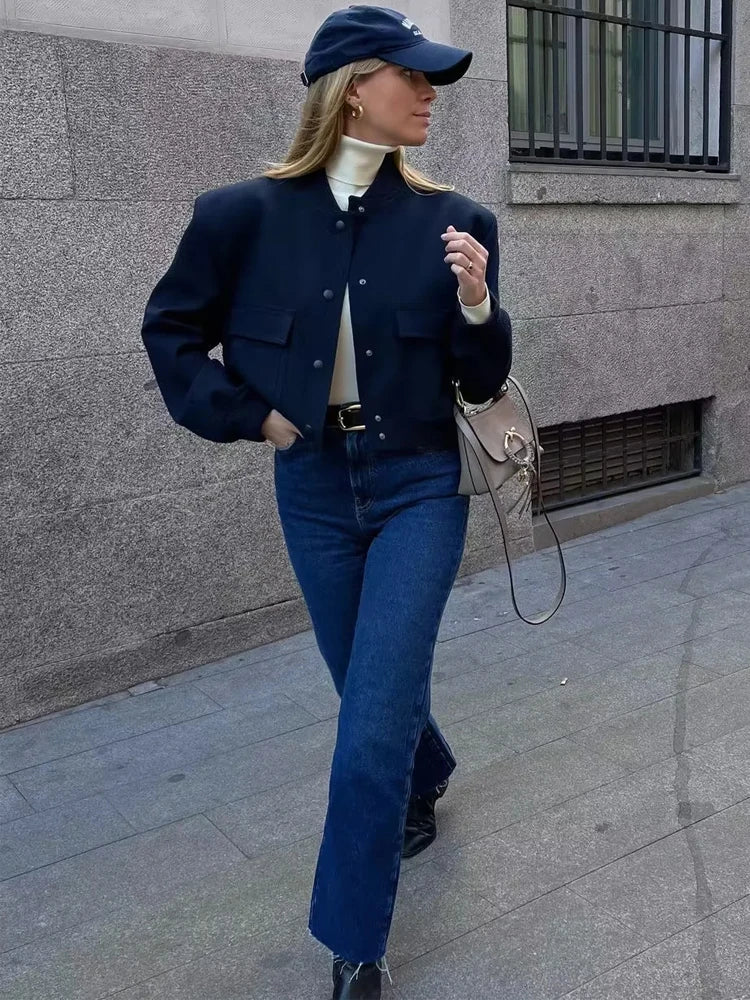 Blouson aviateur blanc court - Style aviateur décontracté
