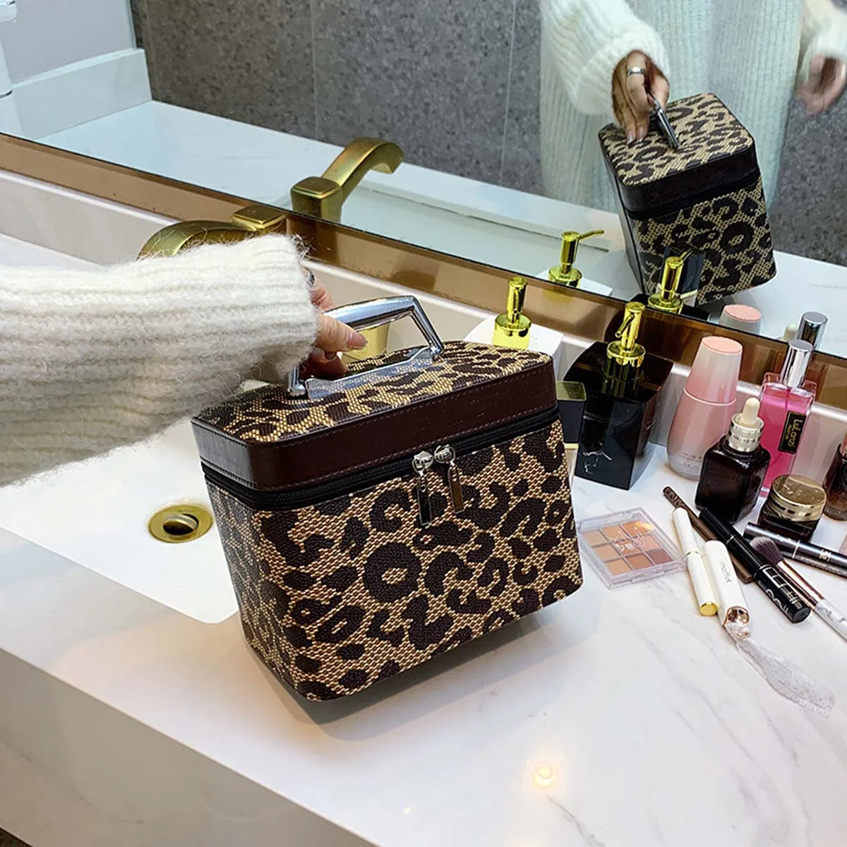 Keyla | Women's Travel Cosmetic Bag with Leopard Print Organizer 5