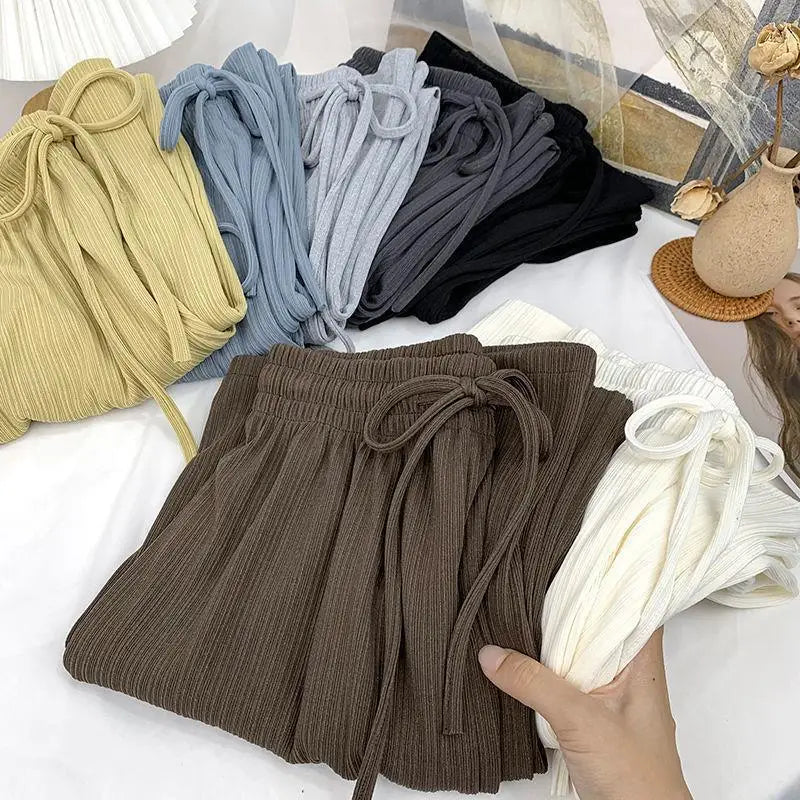 ALLIE | Vertical Stripe Drawstring Casual Trousers-4