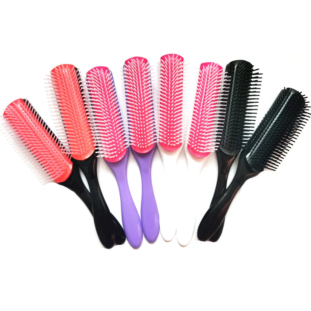 CurlEase - 9-Row Detangling Brush for Straight & Curly Hair-2