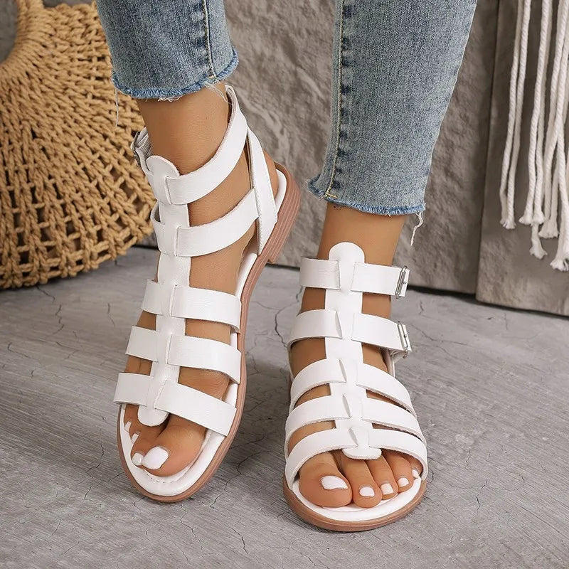 AVA | Elegant Women's Sandals Brown White-4