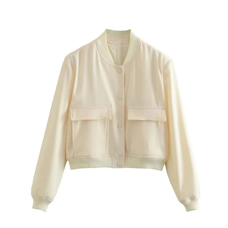 Blouson aviateur blanc court - Style aviateur décontracté
