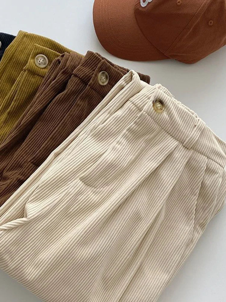 JESSY | Vintage High Waist Corduroy Pants for Women-3