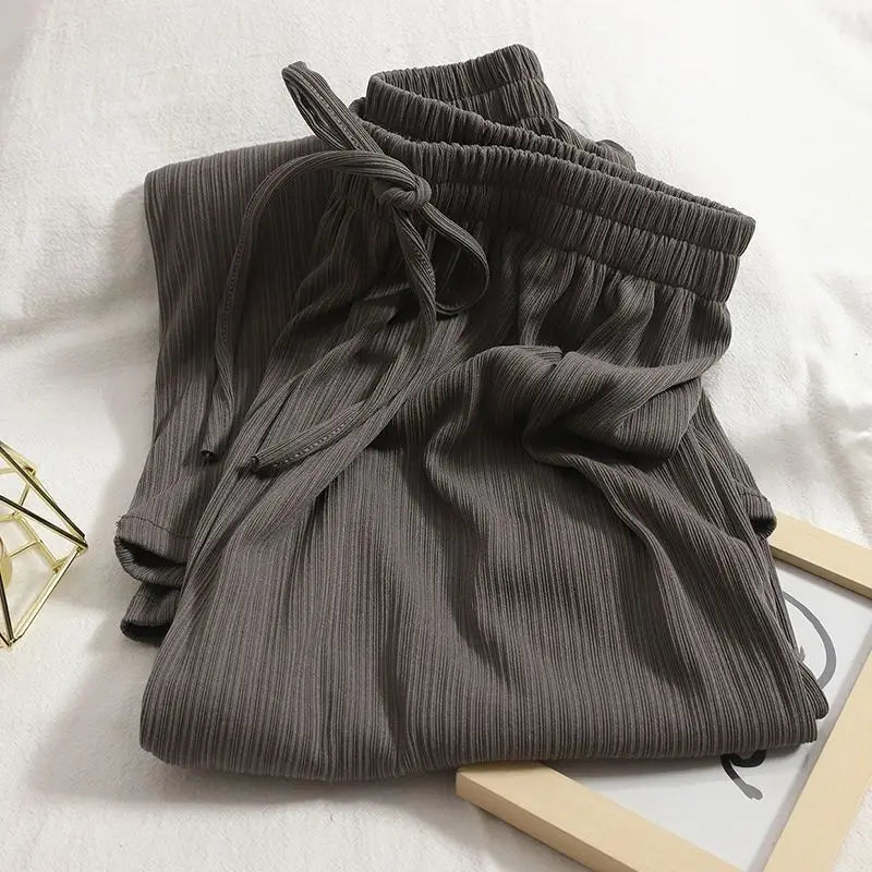 ALLIE | Vertical Stripe Drawstring Casual Trousers-5