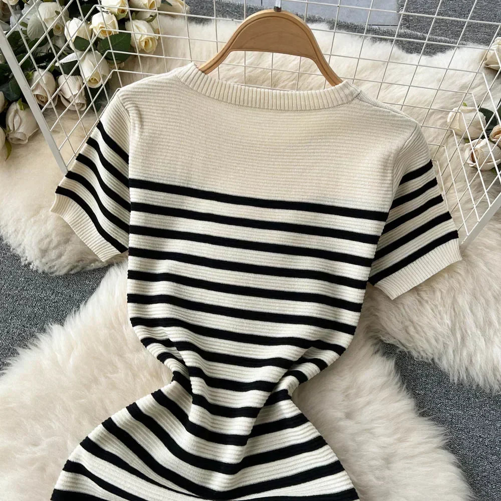 Amaya | Lightweight and Stylish Knitted Striped Dress-3