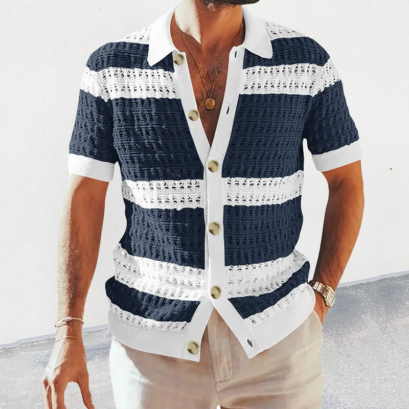 JAKE | Casual Knitted Shirt Short Sleeves Men-3