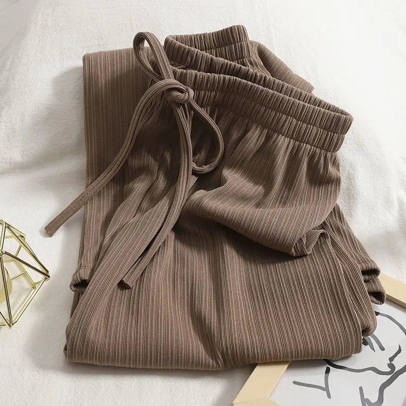 ALLIE | Vertical Stripe Drawstring Casual Trousers-6