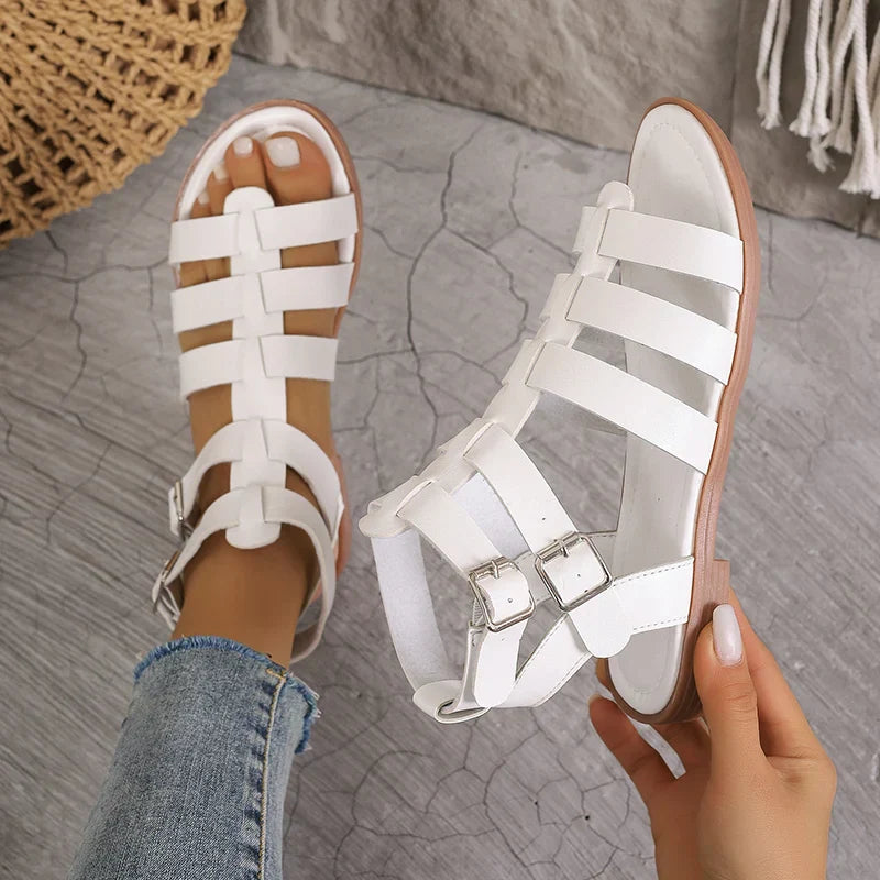 AVA | Elegant Women's Sandals Brown White-5