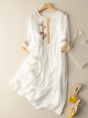 SARAH | Embroidered cotton and linen Dress-4