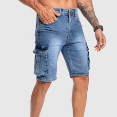 Men’s Denim Cargo Shorts - Durable Mid-Length - Multiple Pockets - Casual Fit-2
