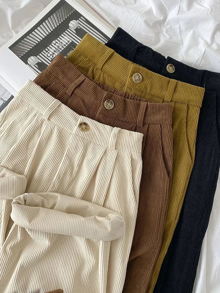 JESSY | Vintage High Waist Corduroy Pants for Women-2