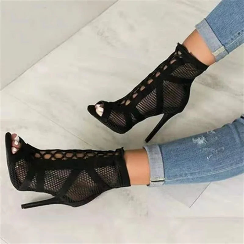 NICKA | Lace-up Sandals with Casual Mesh-3