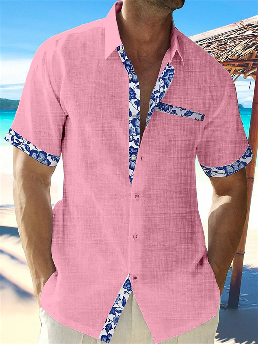 Luis | Tropical Breeze Trimmed Button-Up Shirt-4