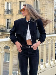 Cropped White Bomber Jacket - Casual Aviator Style