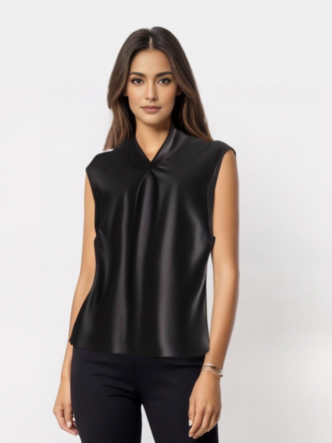 LYRA | Elegant Satin Sleeveless Blouse-2