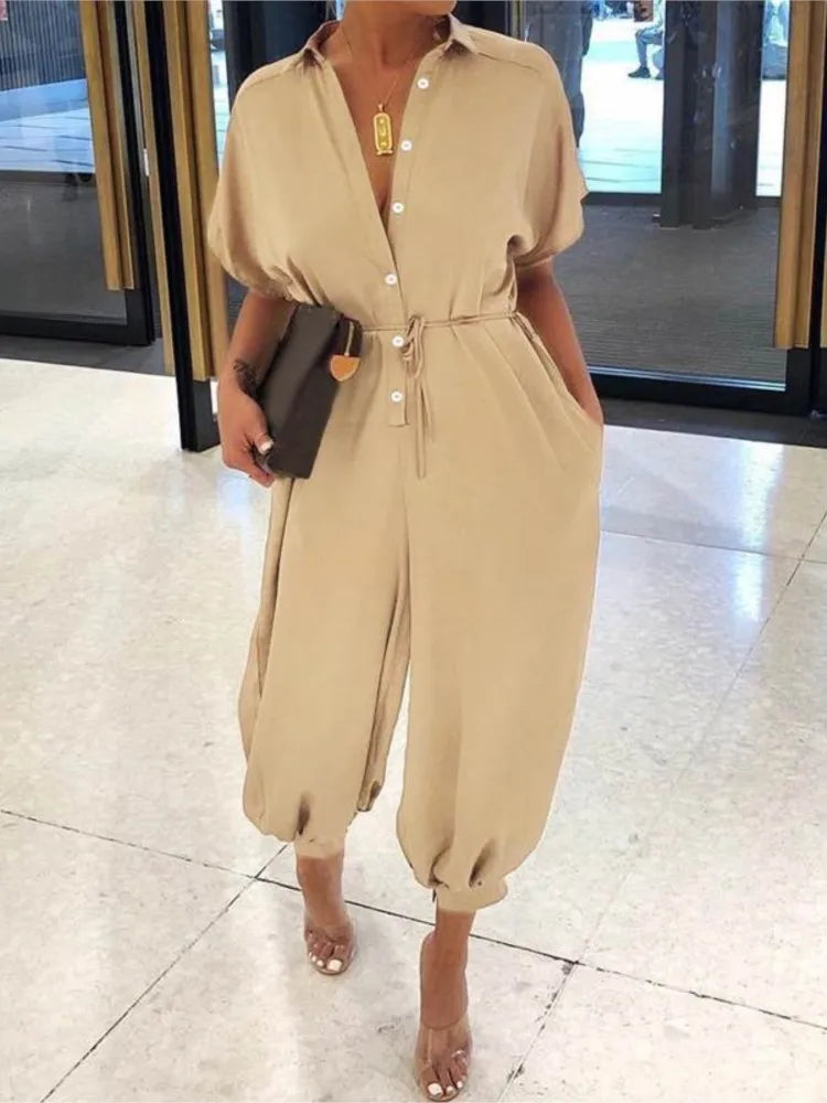 OLIVIA | Overall V-Neck Jumpsuit-5