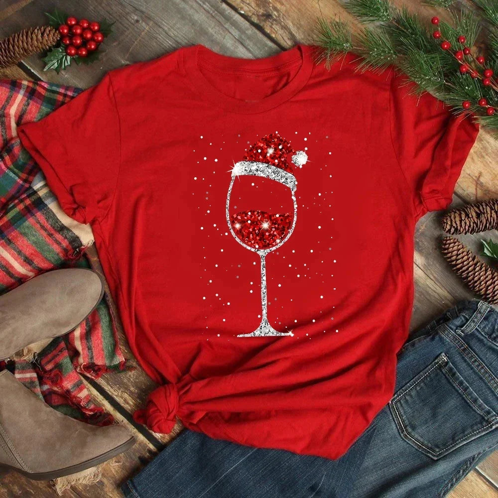 Caroline | Fashionable Wine Glass Holiday Shirt-5