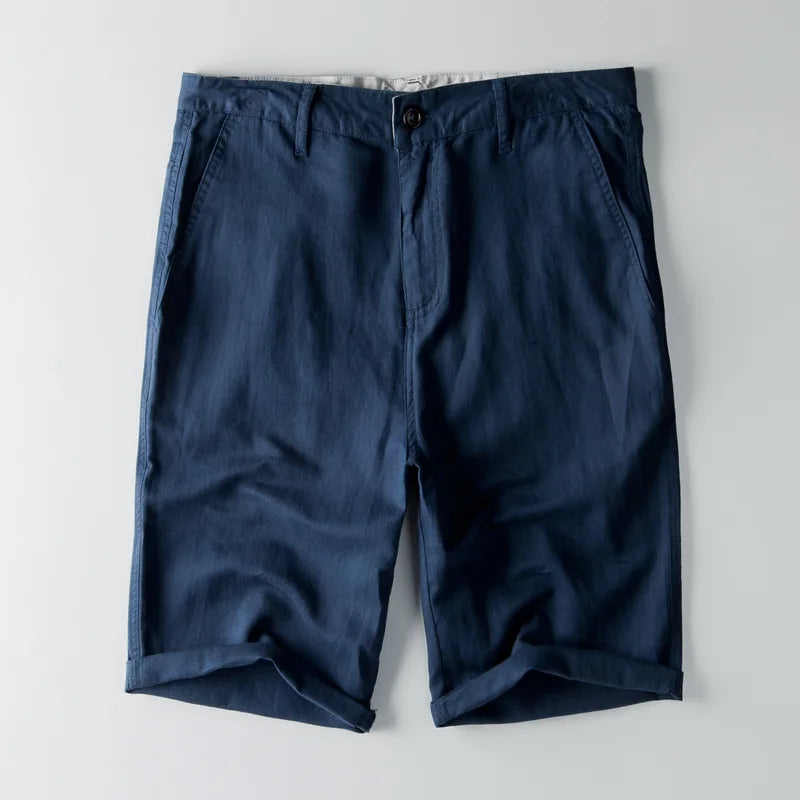 Men’s Casual Shorts – Cotton Linen Blend – Relaxed Fit – Knee Length with Pockets-2