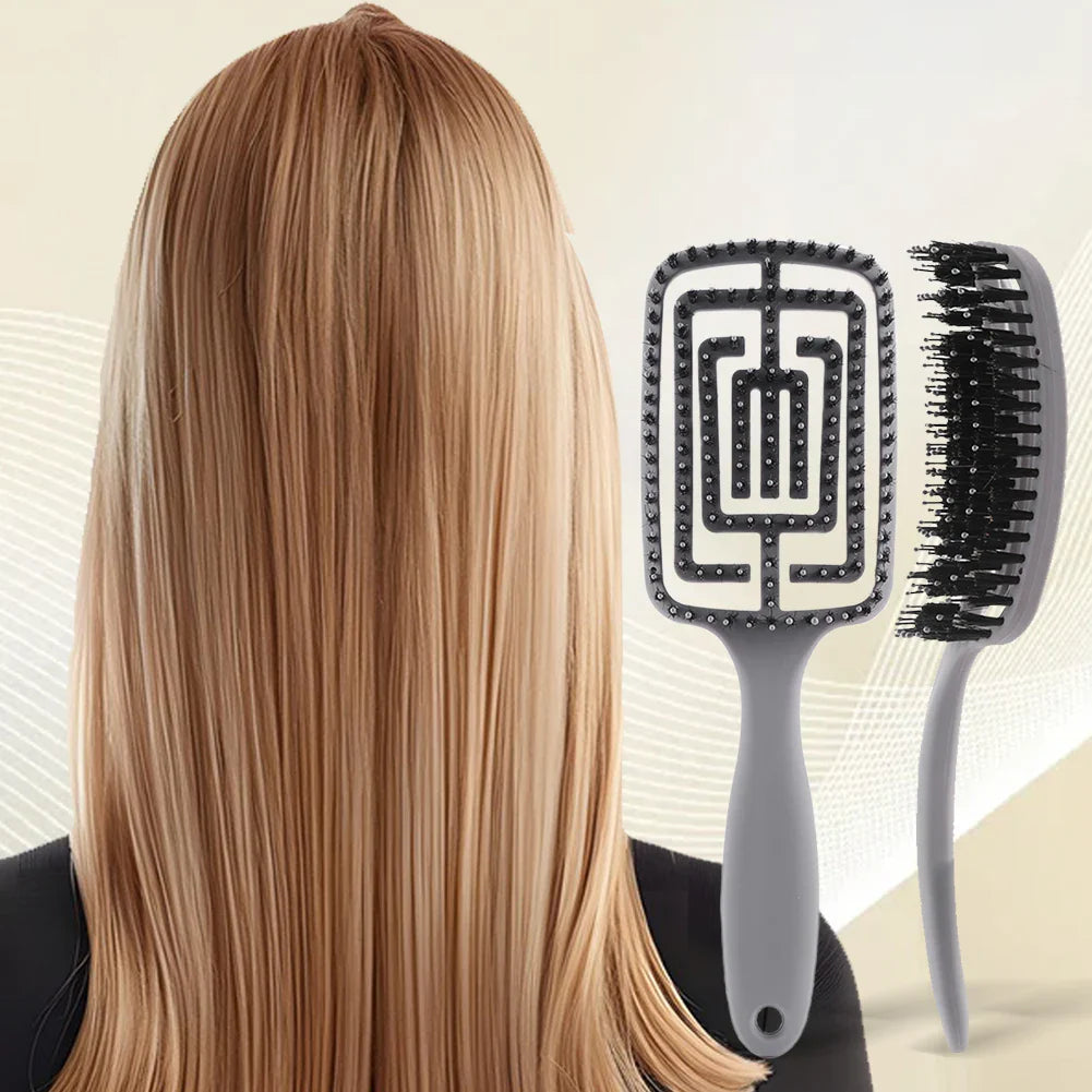 TangleFree - Nylon Bristle Detangler Brush for Curved Styling-6