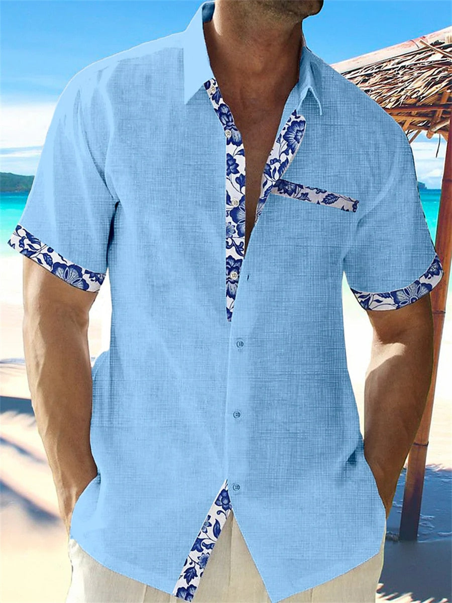 Luis | Tropical Breeze Trimmed Button-Up Shirt-6