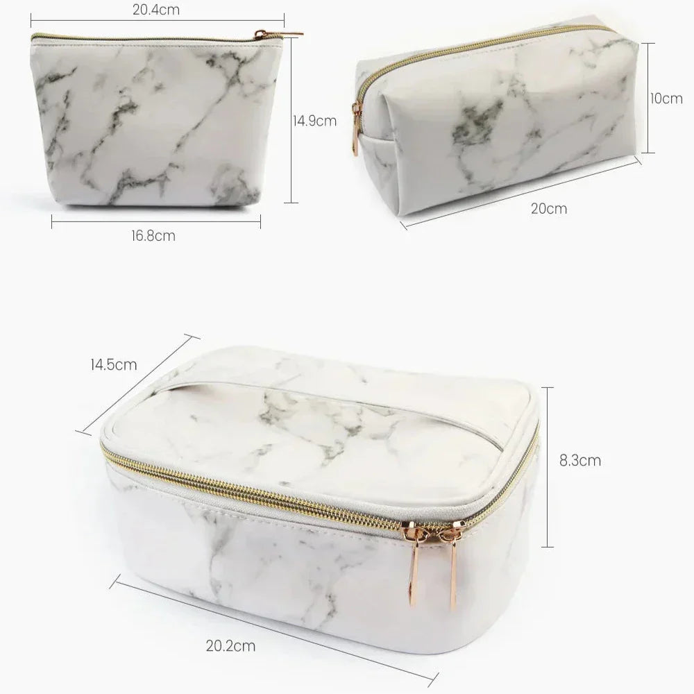 Lilyana | Marble Elegance 3-in-1 Cosmetic Makeup Travel Bag Set 3