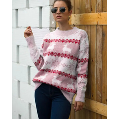 Solina | Warm Red Christmas Sweater for Women | Reindeer 0