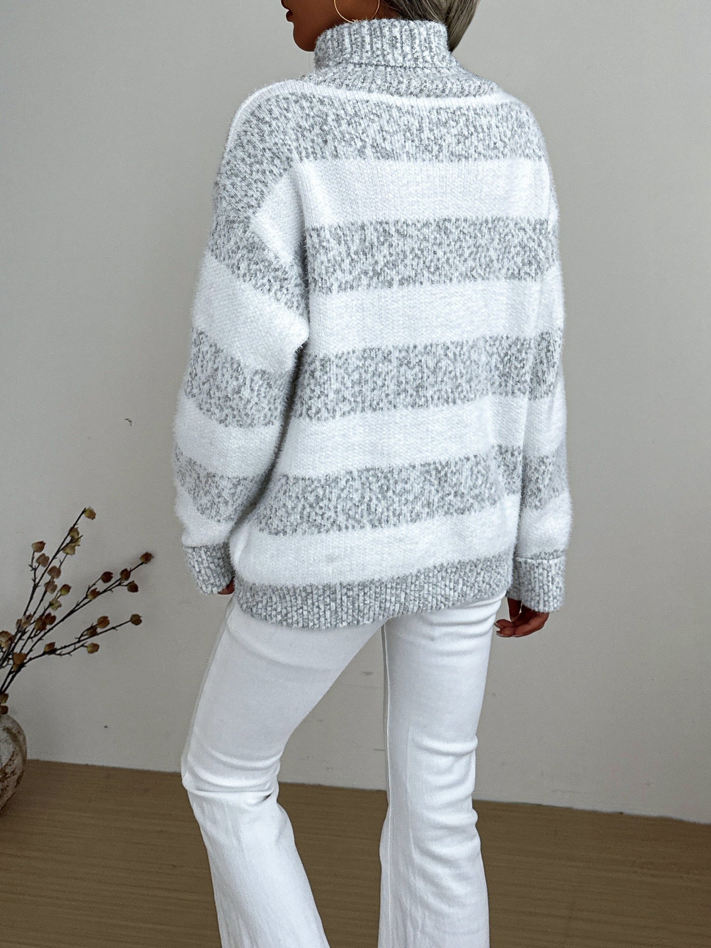 Striped turtleneck sweater for women | Comfortable 1