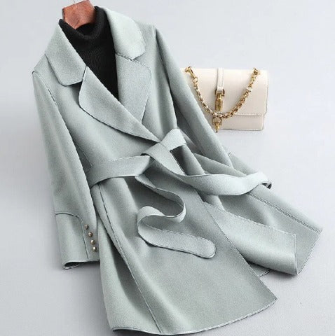 Tracey | Chic Contrast-Trim Belted Trench 5