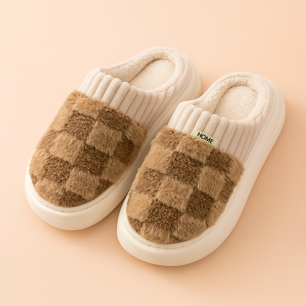 Unisex Checkered Slippers | Warm, comfortable, and non-slip house slippers for winter 2