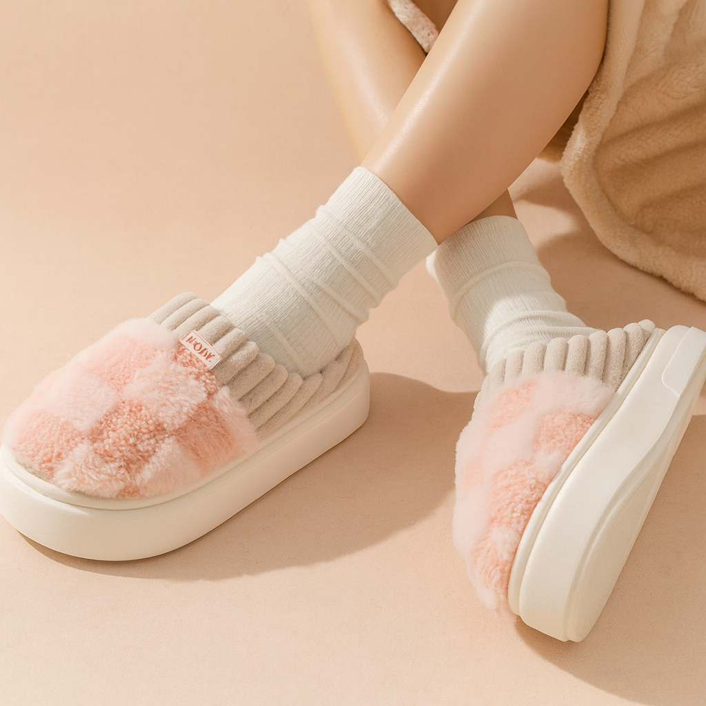 Unisex Checkered Slippers | Warm, comfortable, and non-slip house slippers for winter 5