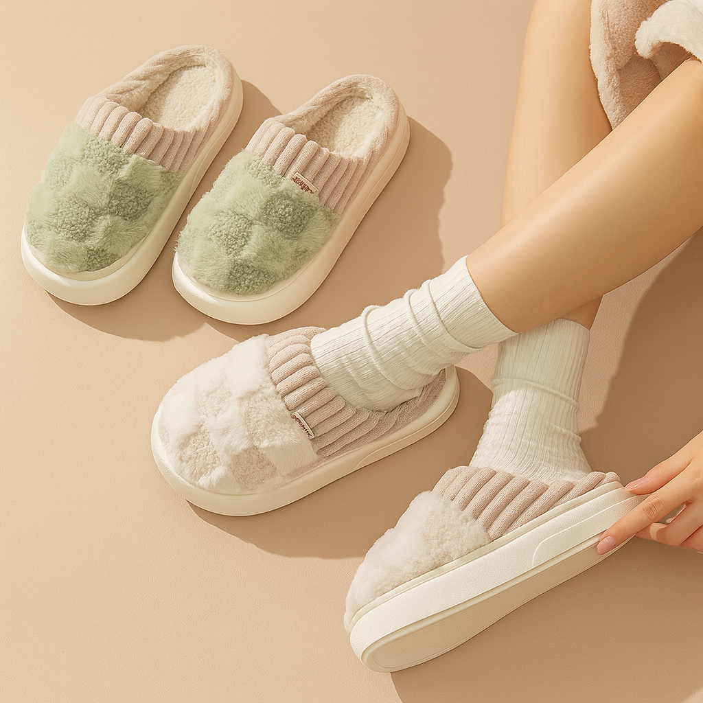 Unisex Checkered Slippers | Warm, comfortable, and non-slip house slippers for winter 6