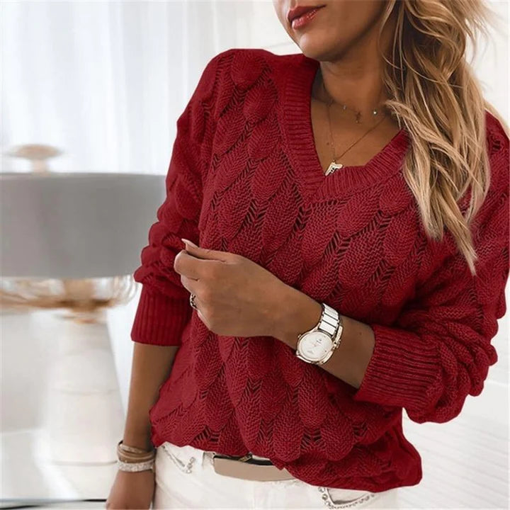 V-neck knitted sweater for women | Warm 2