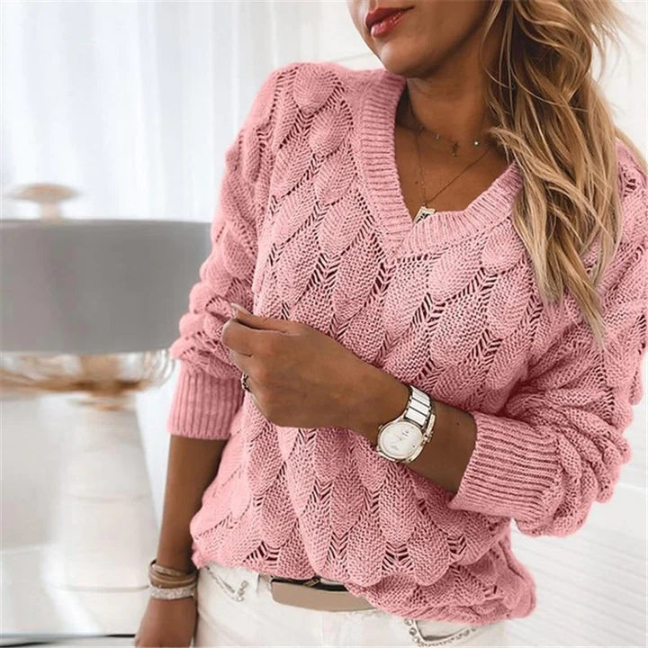 V-neck knitted sweater for women | Warm 3