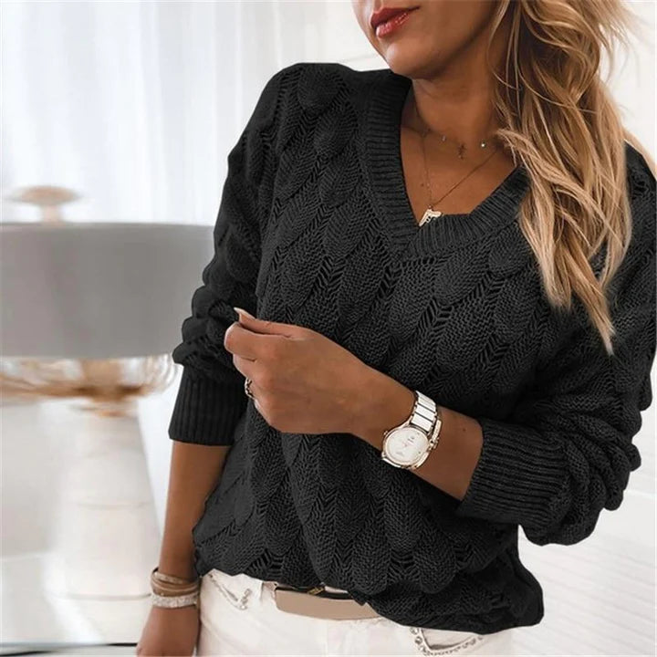 V-neck knitted sweater for women | Warm 4