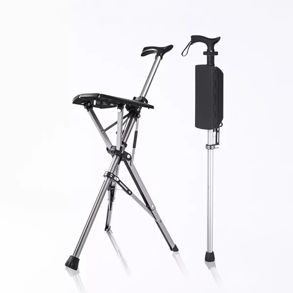 Walking Stick with Seat - Portable Folding Cane Chair for On-the-Go Comfort | Mobility Support 0