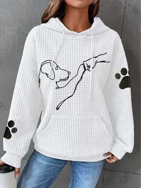 Warm women's hoodie | With dog prints 5