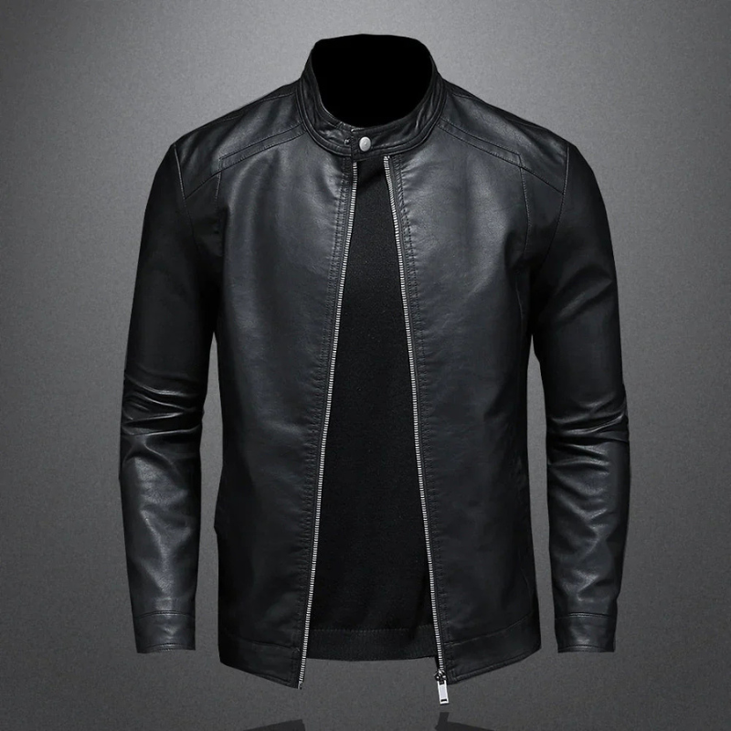 Waterproof Black Biker Jacket for Men | Slim Fit 0