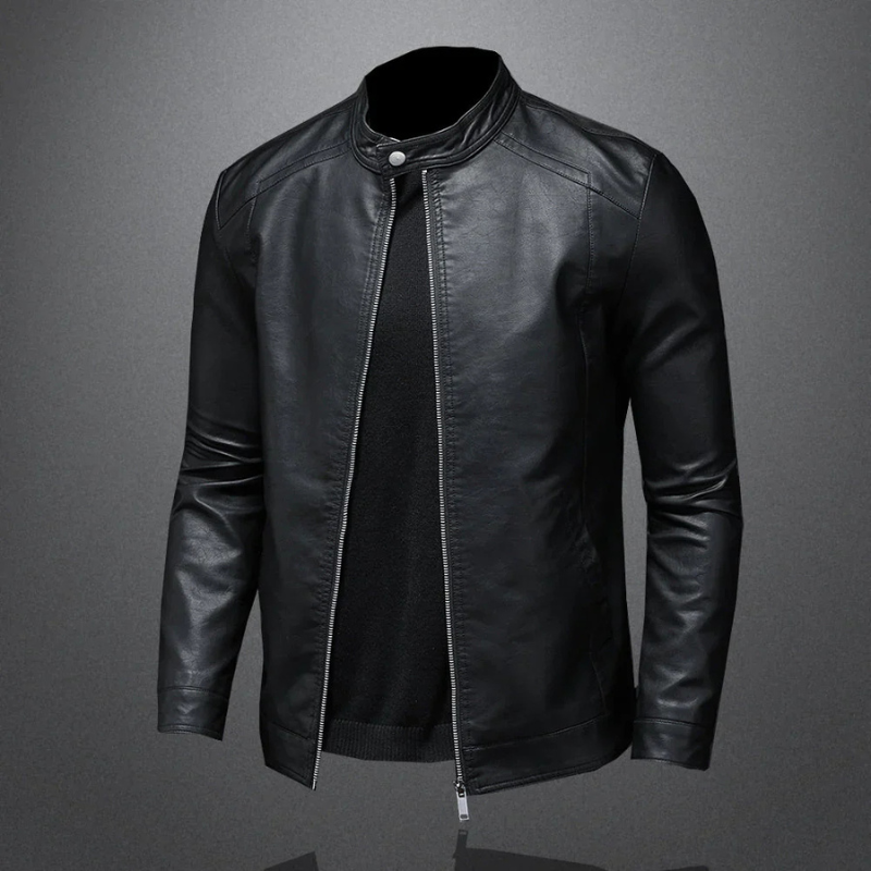 Waterproof Black Biker Jacket for Men | Slim Fit 1