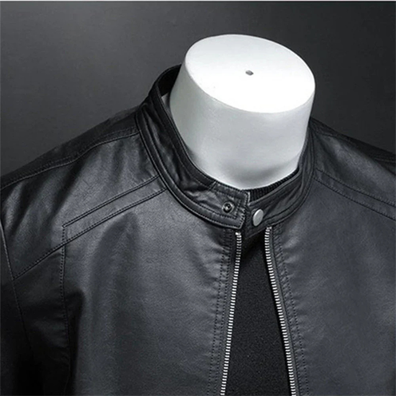 Waterproof Black Biker Jacket for Men | Slim Fit 2