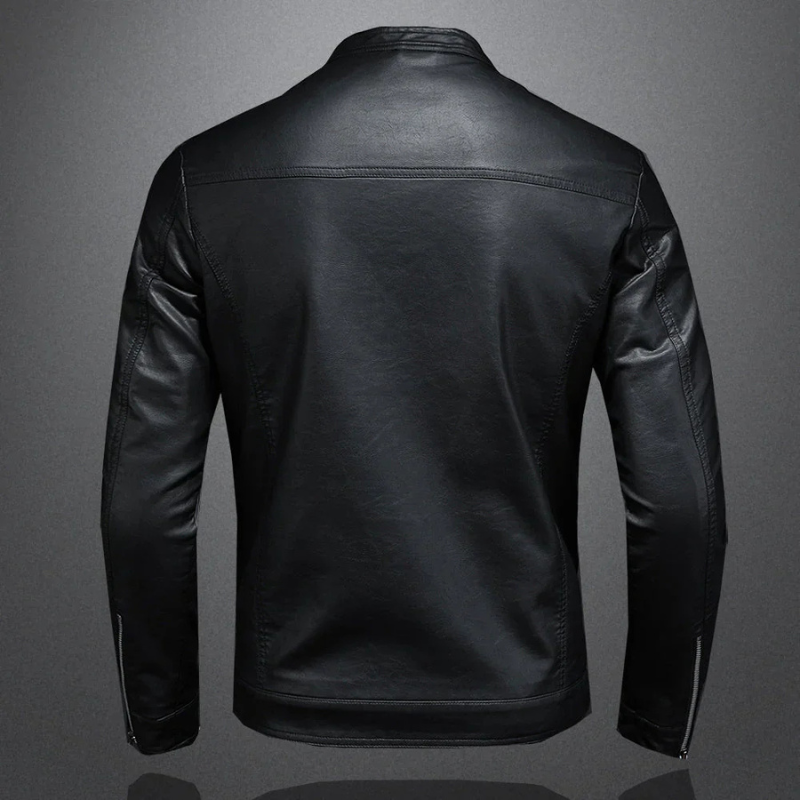 Waterproof Black Biker Jacket for Men | Slim Fit 3