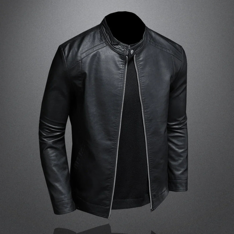 Waterproof Black Biker Jacket for Men | Slim Fit 4