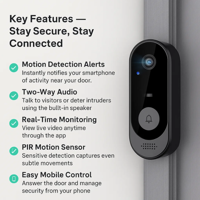Wireless Smart Video Doorbell | No Subscription Needed | High-Definition Camera Doorbell 6