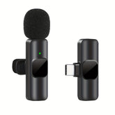 Wireless lavalier microphone for video recordings and live streaming compact design with high sound quality and USB-C connection 0