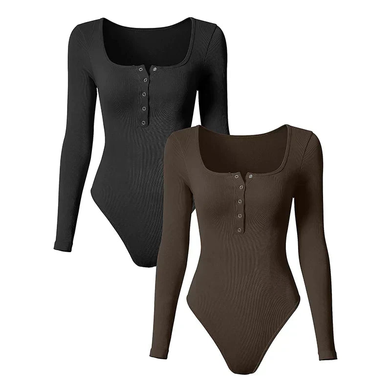 OLIVE | Stylish Ribbed Long Sleeve Bodysuit-6