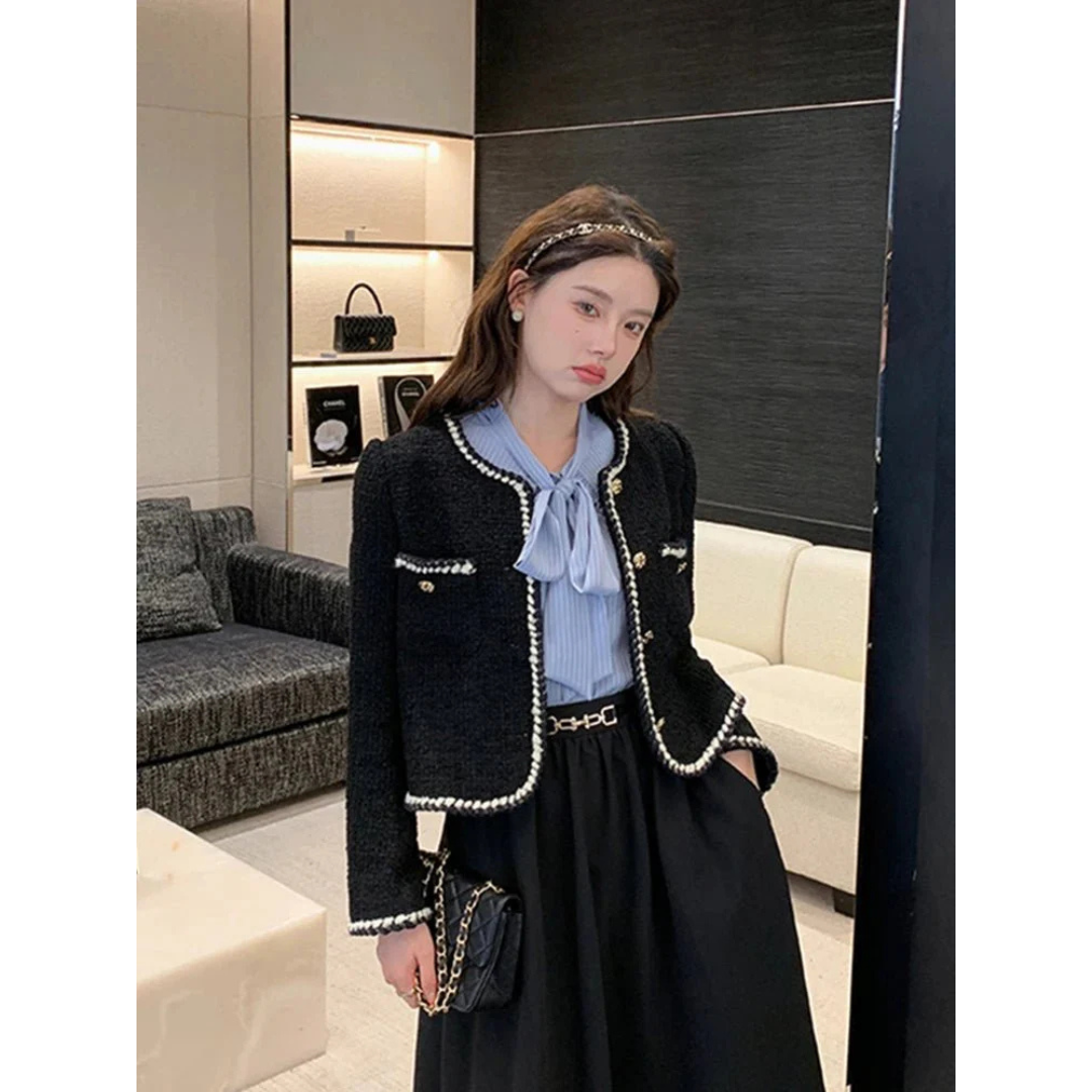 Women elegant short vintage jacket | Pearl button 0