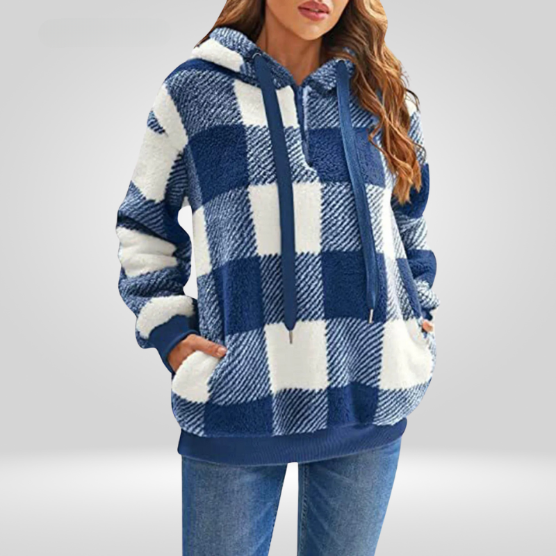 Women's Half-Zip Check Hoodie | Knit 1