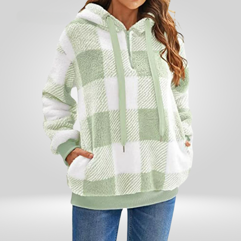 Women's Half-Zip Check Hoodie | Knit 3