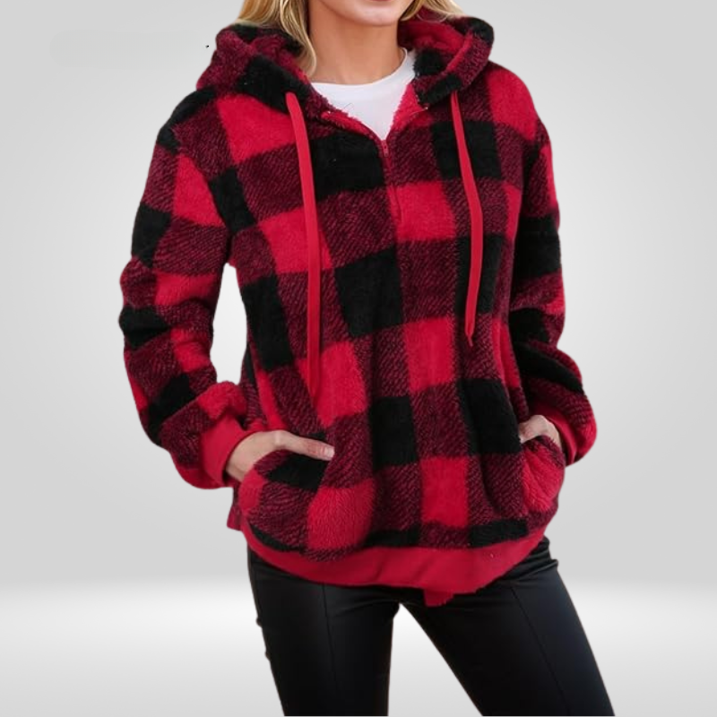 Women's Half-Zip Check Hoodie | Knit 5